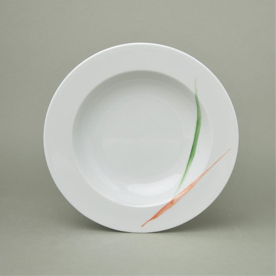 Talíř hluboký 22 cm, Thun 1794, karlovarský porcelán, tráva 29674