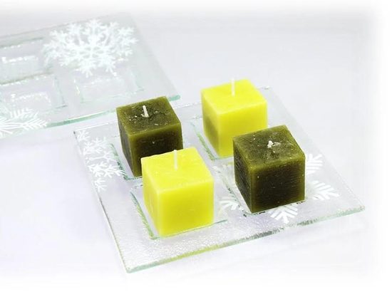 Advent Square glass candlestick Snowflake, clear, 17,5 x 17,5 cm, BDK - Glass