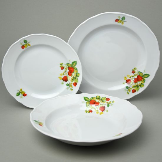 Plate set for 6 pers. 24-24-19, Strawberry, Cesky porcelan a.s.