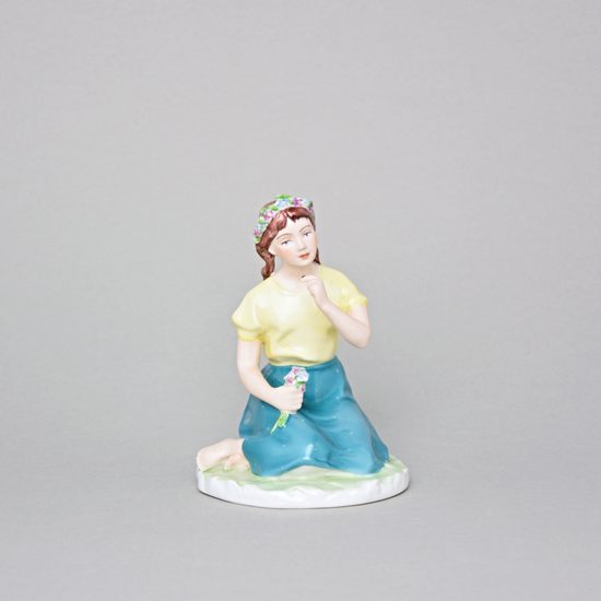 Dívka s beruškou, 10 x 9,5 x 13,5 cm, Color, Porcelánové figurky Duchcov