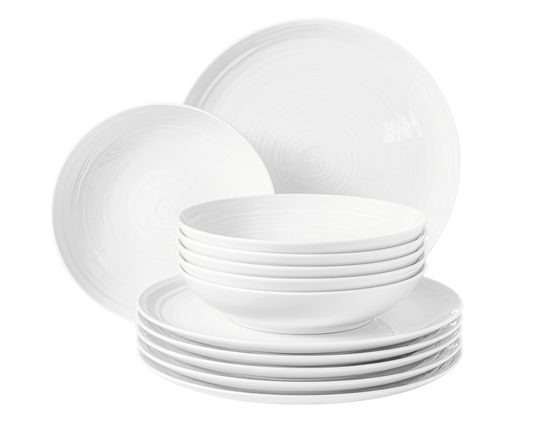 Terra WHITE: Plate set 12 pcs., Seltmann porcelain