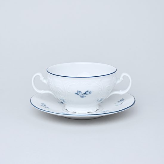 Šálek a podšálek polévkový 320 ml / 17,5 cm, Thun 1794, karlovarský porcelán, BERNADOTTE kytička