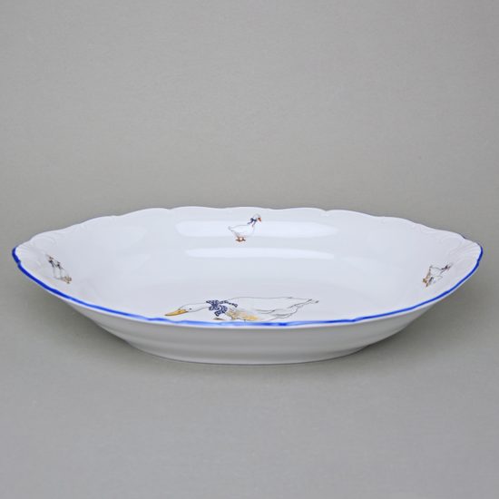 Bread basket 36 cm (dish deep oval), Ophelia goose, THUN 1794