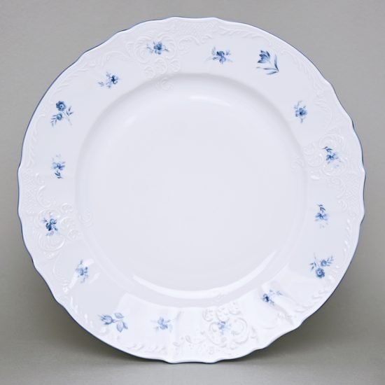 Dish round 32 cm, Thun 1794 Carlsbad porcelain, BERNADOTTE blue flower