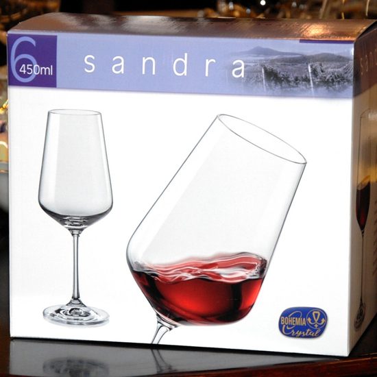 Sandra 450 ml, sklenička na červené víno a vodu, 6 ks., Bohemia Crystal