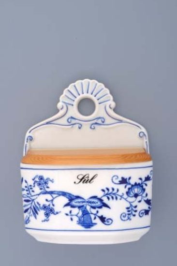 Wall salt box with sign "Salt" 0,70 l, Original Blue Onion Pattern, QII