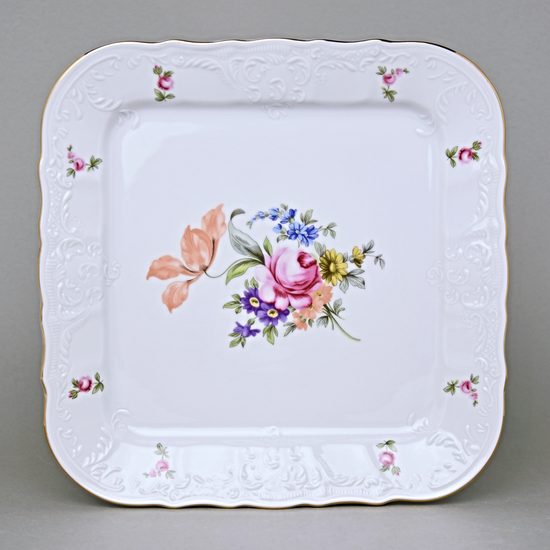 Tray square 26 cm, Thun 1794 Carlsbad porcelain, BERNADOTTE Meissen Rose