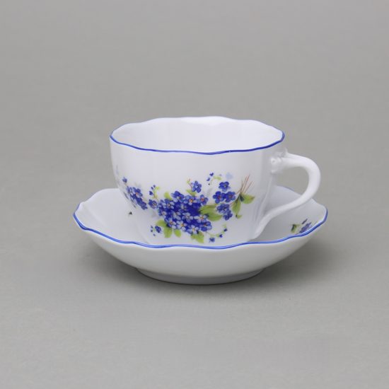 Cup + saucer B + B 0,21 l / 14 cm coffee, Forget-me-not, Český porcelán a.s.