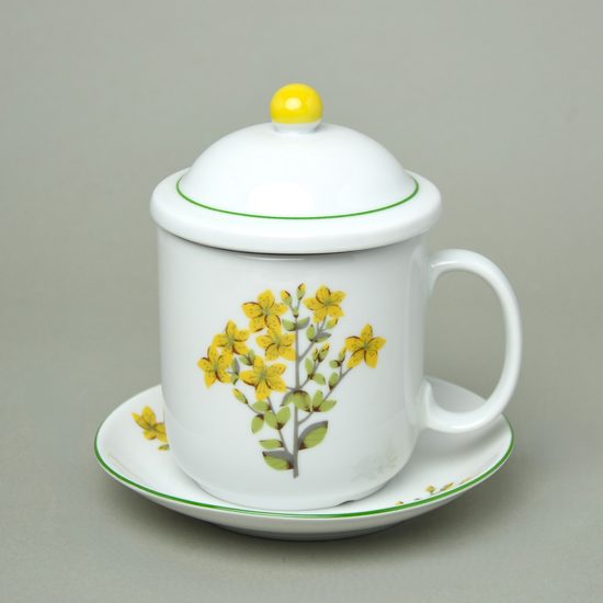 Mug 400 ml with cap and strainer, St. John's wort, Atelier Lesov