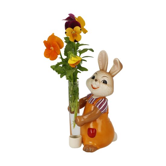 Rabbit figurine with little vase 7 / 10.5 / 14.5cm, stoneware, Goebel