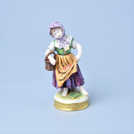 Girl with apple basket 14 cm, Unterweissbacher porcelain