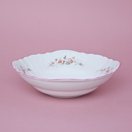 Růžová linka: Mísa hluboká 23 cm, Thun 1794, karlovarský porcelán, BERNADOTTE růžičky