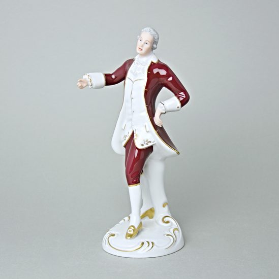 Gentleman Rococo 12,5 x 10,5 x 22 cm, Porcelain Figures Duchcov