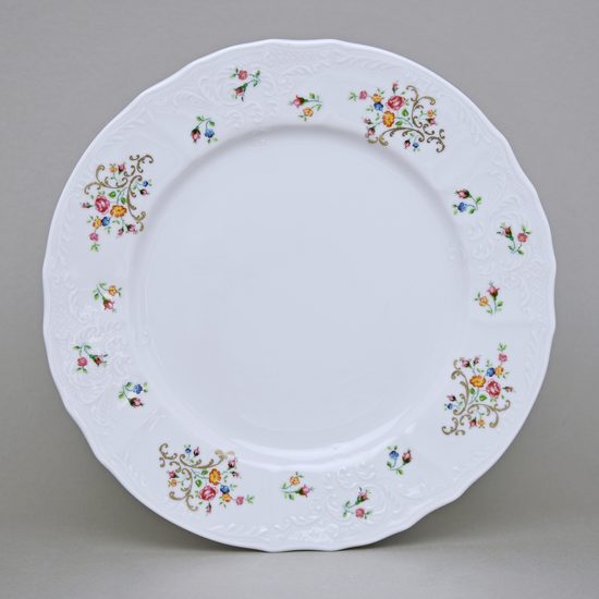 Plate dessert 19 cm, Thun 1794 Carlsbad porcelain, BERNADOTTE flowers with gold