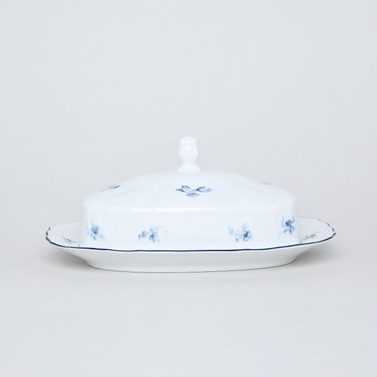 Butter dish 250 g, Thun 1794 Carlsbad porcelain, BERNADOTTE blue flower
