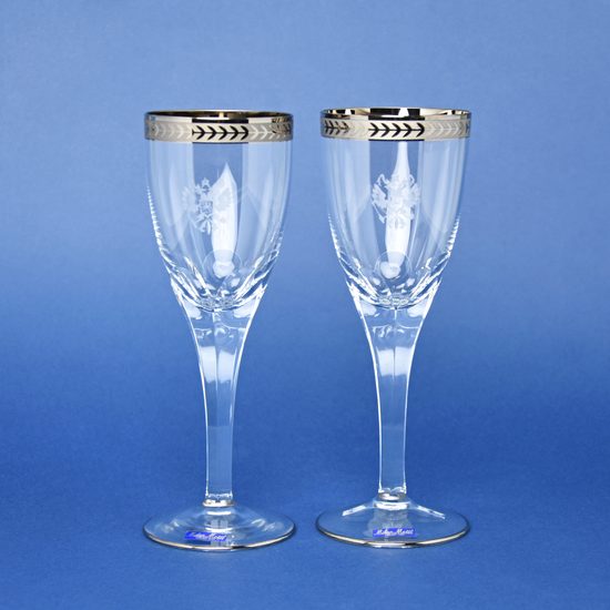 Wine Glasses 200 ml, Platinum Stripe - Etching, 20 cm, set 2 pcs., Milan Mottl