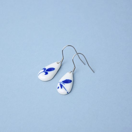 Earrings: Drops - Onion Pattern fragments / flowers, Porcelain Jewels Studio Mallys