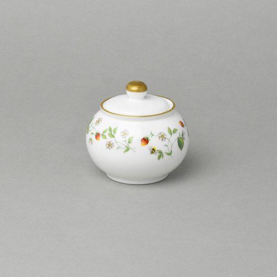 Anglická jahodová zahrada: Cukřenka 150 ml, anglický kostní porcelán Roy Kirkham
