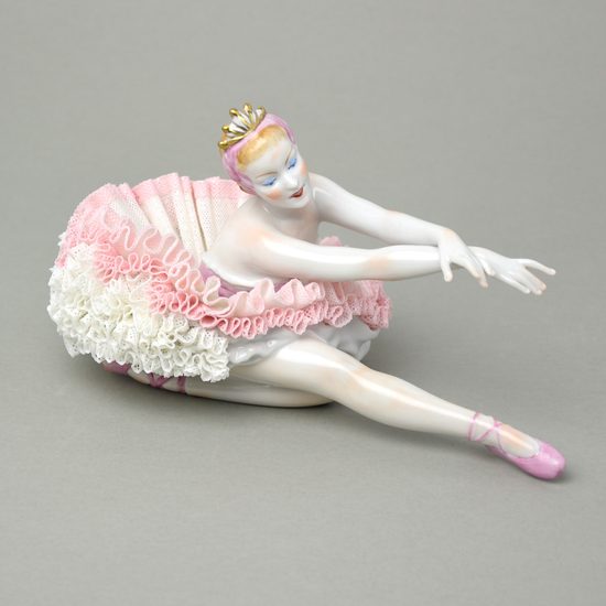 Ballerina with lace 21 x 13 x 12 cm, Kurt Steiner, Porcelain Figures Unterweissbacher