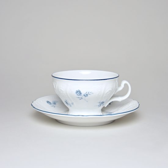 Tea cup and saucer 205 ml / 15,5 cm, Thun 1794 Carlsbad porcelain, BERNADOTTE blue flower