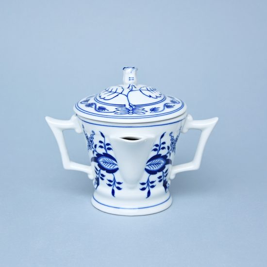 Sauceboat round 350 ml with handles and a lid, Original Blue Onion Pattern