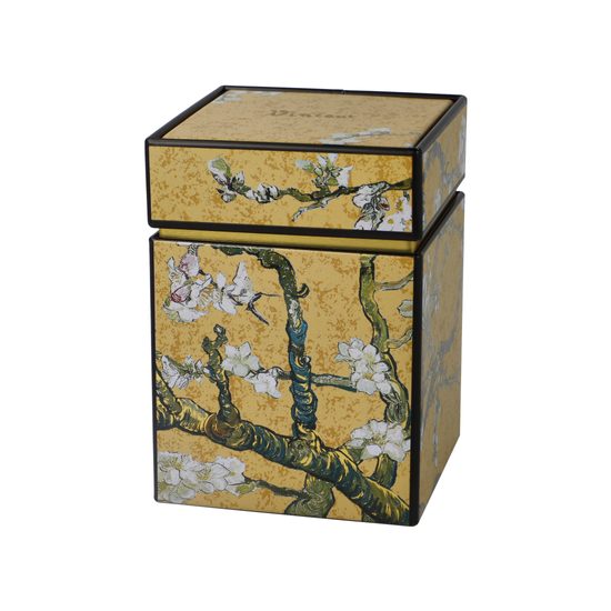 Dóza na čaj Mandlovník zlatý, 7,5 / 7,5 / 11 cm, kov, V. van Gogh, Goebel