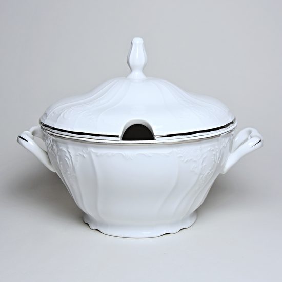 Soup tureen 2,5 l, Thun 1794 Carlsbad porcelain, BERNADOTTE platinum
