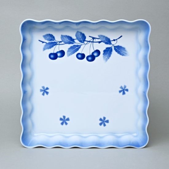 Baking Dish Square 24 x 24 x 24 cm, Thun 1794, Carlsbad porcelain, BLUE CHERRY