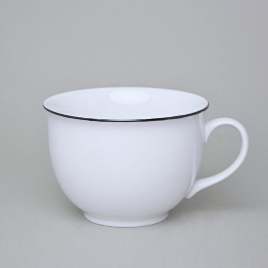 Olga: Šálek (hrnek) snídaňový 400 ml s černou linkou, Český porcelán a.s.