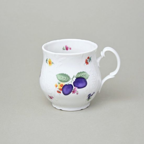Hrnek Jonáš 310 ml, Thun 1794, karlovarský porcelán, BERNADOTTE švestky a květy
