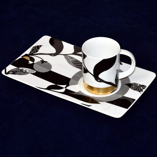 Cup 230 ml plus tray 27 x 16 cm, Glamorous 4199, Tettau porcelain