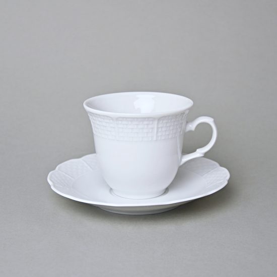 Cup 180 ml and saucer 155 mm, Thun 1794 Carlsbad porcelain, Natalie white