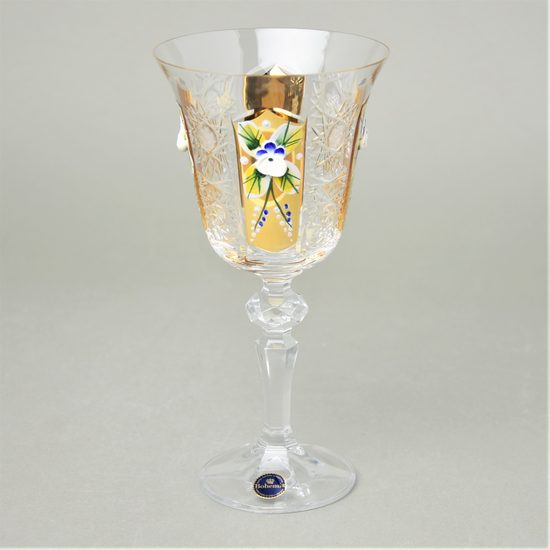 Wine cut glass Goblet 18,2 cm - 6 pcs. set, platinum + Enamel, Jahami Bohemia