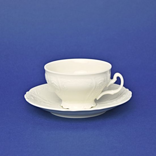 Tea cup and saucer 205 ml / 15,5 cm, Thun 1794 Carlsbad porcelain, BERNADOTTE ivory
