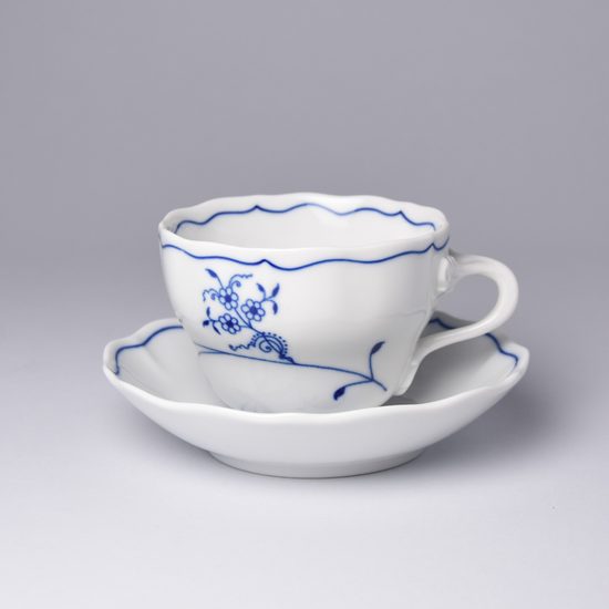 Šálek a podšálek B plus B 0,21 l / 14 cm na kávu, Eco modré, Český porcelán  a.s. - Cibulák (Blue Onion pattern) - ECO modré, zjednodušený cibulák -  Český porcelán a.s.,