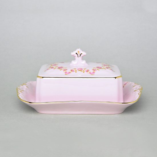 Butter dish for 250 g butter, Leander, decor 158, rose china