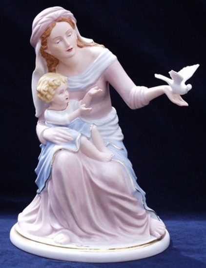 Madona with baby 21 x 23 x 34 cm, Porcelain Figures Duchcov