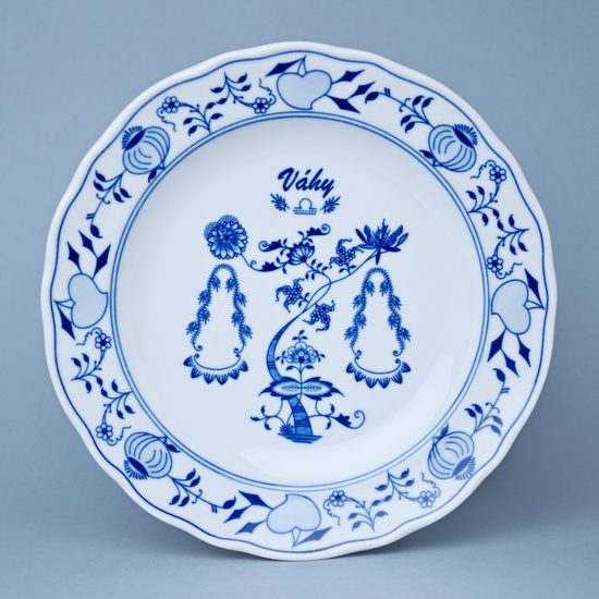 Talíř mělký 24 cm, Váhy, (i na zeď), Cibulák, originální z Dubí