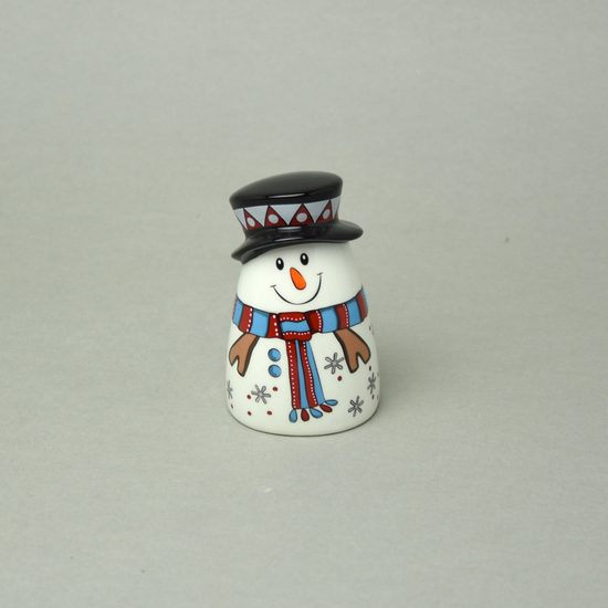 Bell 6 x 9 cm Snowman, glazed ceramic, EGAN