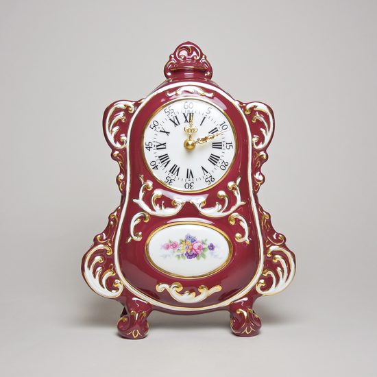 Clock Baroco 15 x 8 x 30 cm, Purple, Porcelain Figures Duchcov