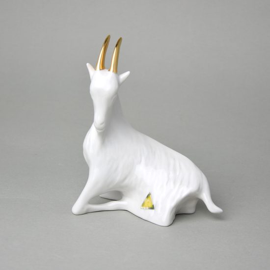 Kozlíček, 14 x 17 cm, bílá + zlato, Royal Dux