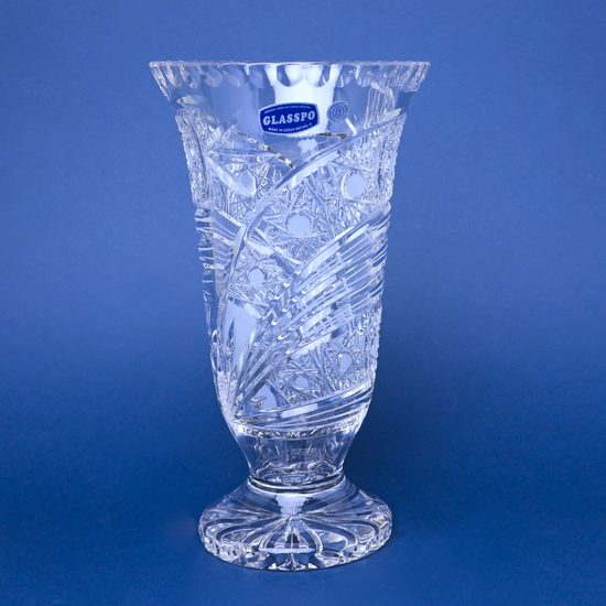 Křišťálová váza broušená (na noze), Kometa, 255 mm, Crystal BOHEMIA