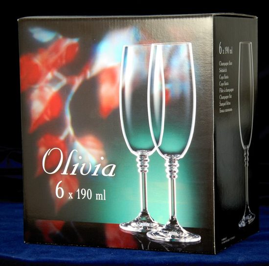 Olivia: Glass champagne 190 ml, 6 pcs., Bohemia Crystal