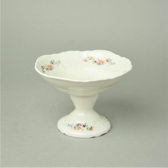 Bowl 16 cm footed, Thun 1794 Carlsbad porcelain, BERNADOTTE ivory + flowers