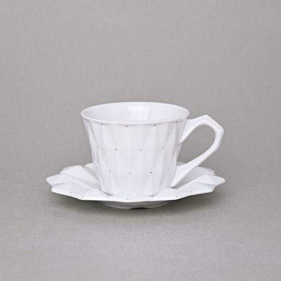 Šálek 150 ml a podšálek 14 cm Diamond white, porcelán Goldfinger