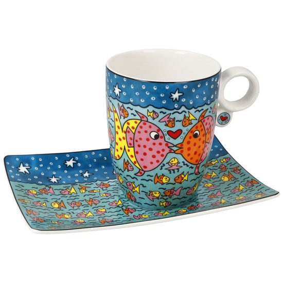 Mug with saucer Family of Fish 400ml, fine bone china, J. Rizzi, Goebel
