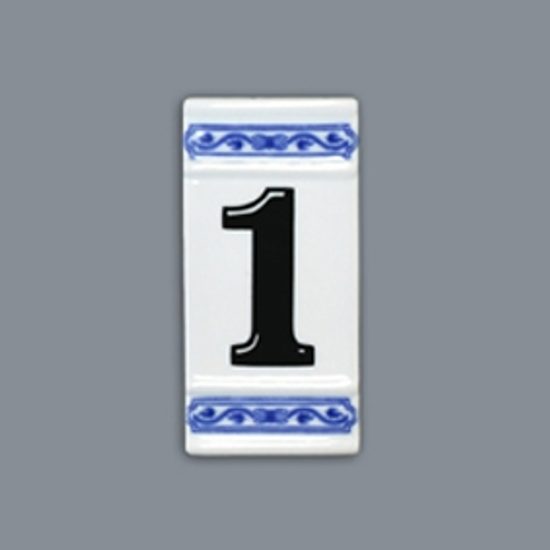 House number "1" - porcelain 8 x 55 x 110 mm