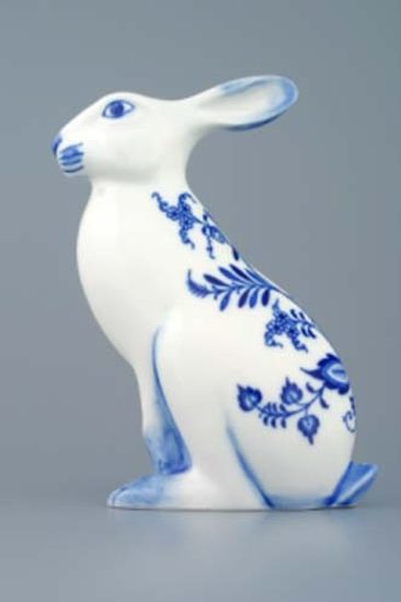 Hare sitting 17 cm, Original Blue Onion Pattern