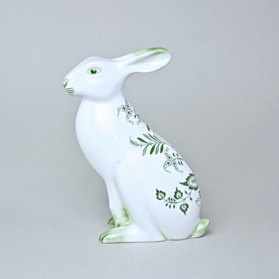 Zajíc sedící 17 cm, Cibulák zelený, originální z Dubí