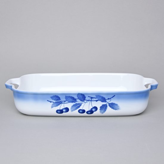 Bowl baking 7 x 39,8 x 24,6 cm, Thun 1794 Carlsbad porcelain, BLUE CHERRY